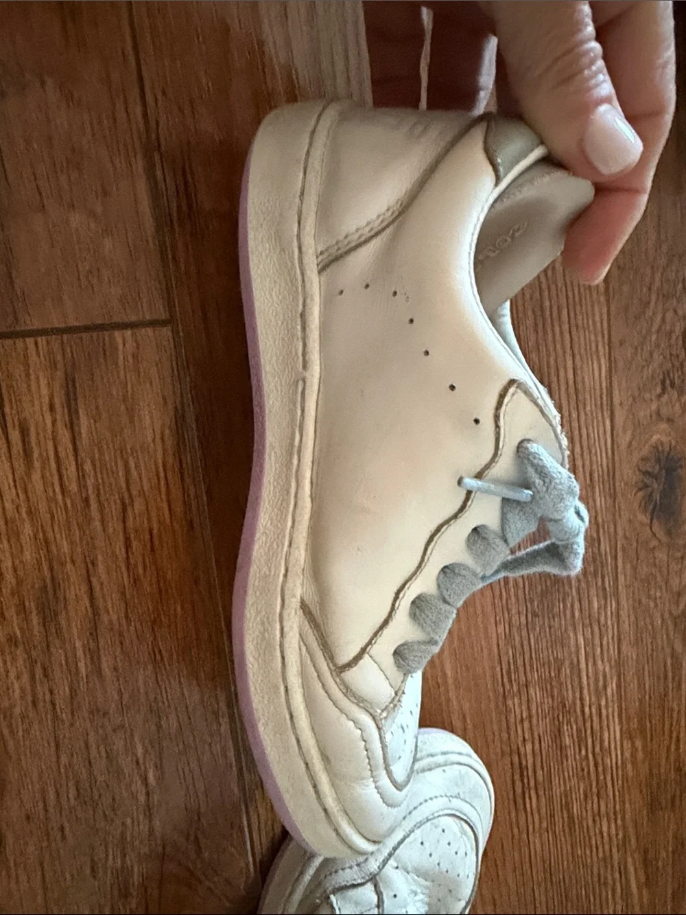 Golden Goose Kids Cream Sneakers with Pink Star and Light Gray Laces